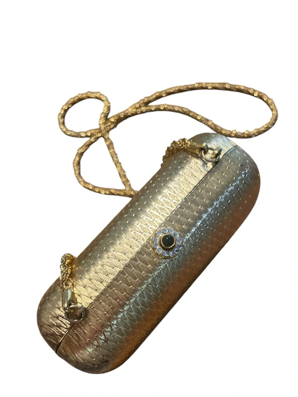 Vintage Neiman Marcus Gold Metal Minaudière Clutch